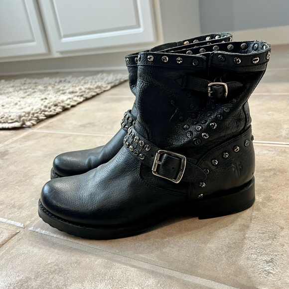 Frye Black Leather Studded Boots - Picture 4 of 9